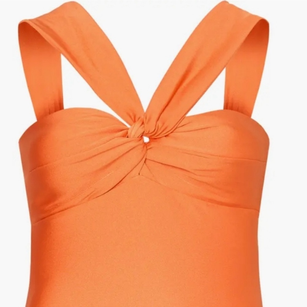 NEW Milly Betsy Gloss Bandeau One-Piece Swimsuit Large Orange Convertible Style - Picture 10 of 13